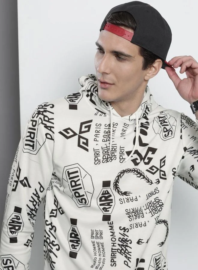 The Indian Garage Co  The Indian Garage Co Men Regular Fit Abstract Hooded Full Sleeves Sweatshirt  | Best Price UAE