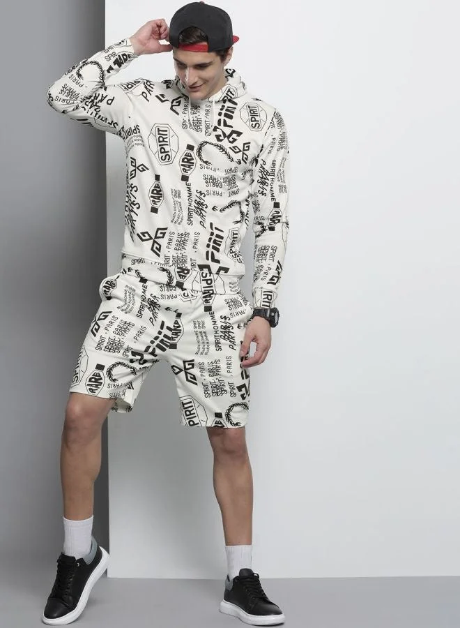 The Indian Garage Co  The Indian Garage Co Men Regular Fit Abstract Hooded Full Sleeves Sweatshirt  | Best Price UAE