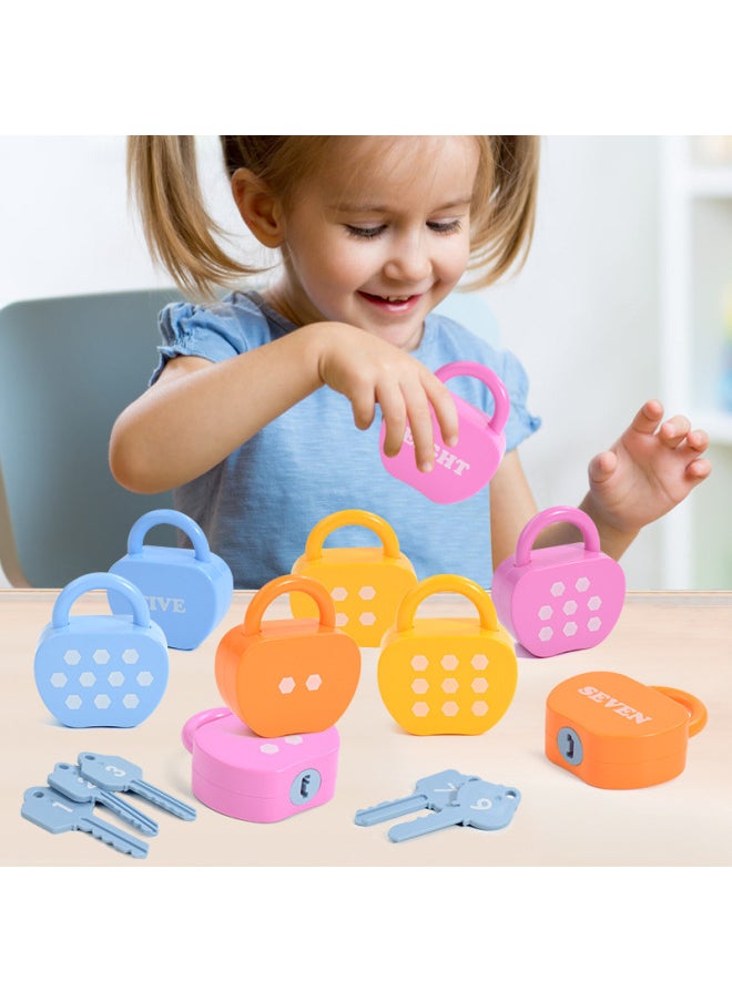 Generic - Early Education Matching Numbers And Letters Unlock Game Key Fine Movements Children's Training Baby Educational Toys-Color:Number Lock 10 Pieces-color Box - Image 1