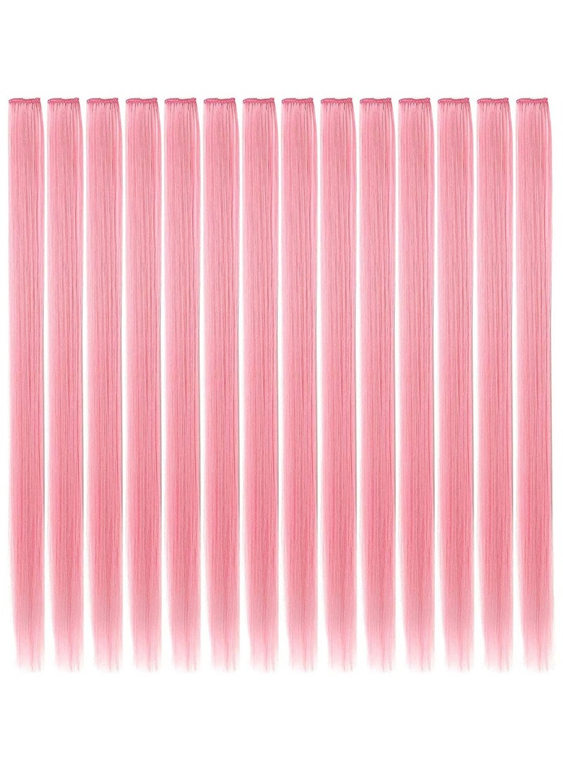 إستيل تبرز هير بيسيس للأطفال مشبك مستقيم في وصلات شعر ملونة للبنات والكبار لون زهري فاتح - Image 1