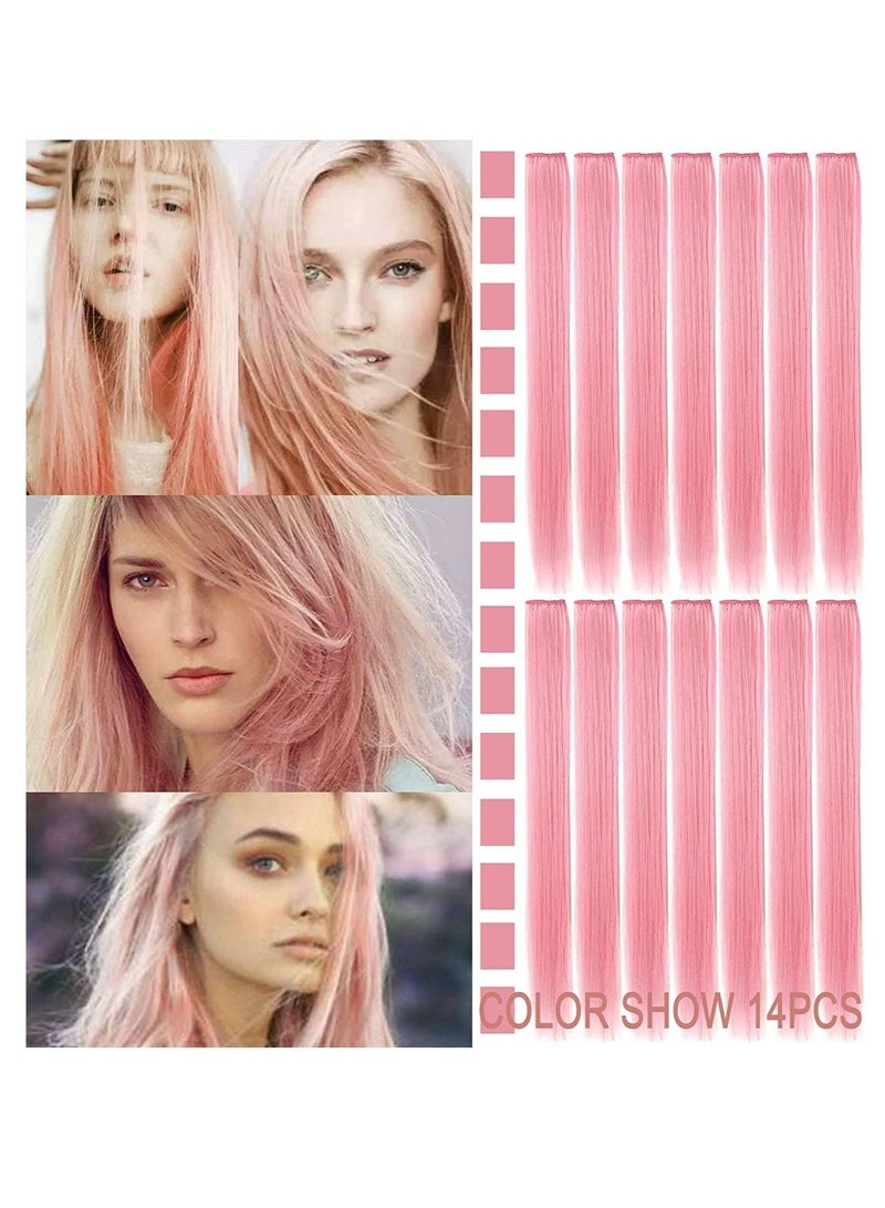 إستيل تبرز هير بيسيس للأطفال مشبك مستقيم في وصلات شعر ملونة للبنات والكبار لون زهري فاتح - Image 2