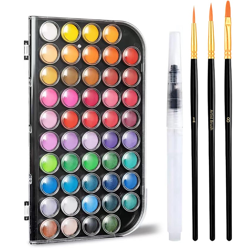 GETHPEN Watercolor Paintwatercolor paint set48 Colors Washable Watercolor Paint Set With Brush Refillable Water Brush Pen Palette and WaterWashable Paints for Adults Artist Beginner