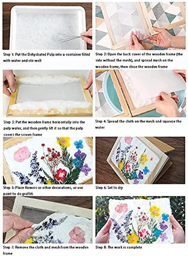 Cayway 8 Pack Dried Flower Paper Craft Set Include 5 x 7 Inch Wooden Paper Making Mold Frame, Dried Flowers, Replace Mesh Cloth - Image 4