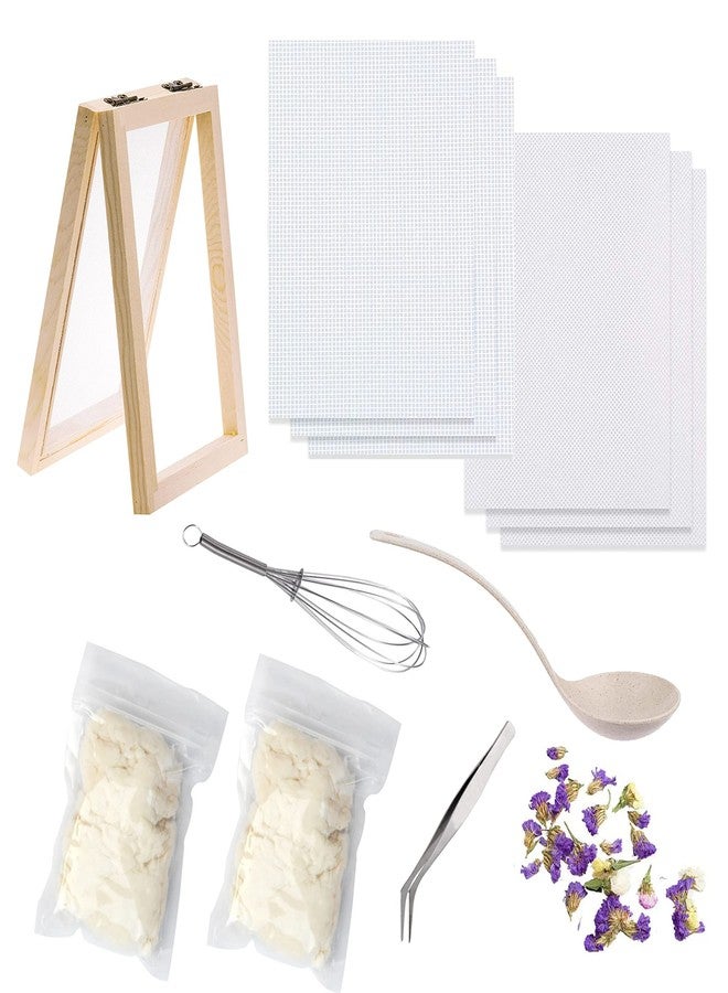 Cayway 8 Pack Dried Flower Paper Craft Set Include 5 x 7 Inch Wooden Paper Making Mold Frame, Dried Flowers, Replace Mesh Cloth - Image 1