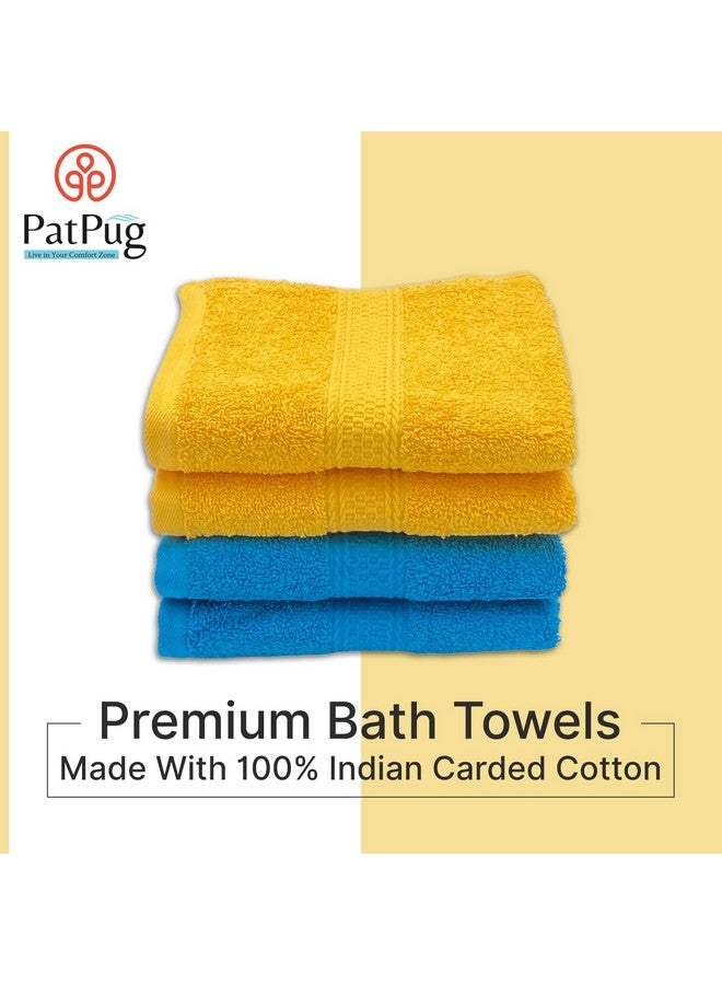 Patpug 100% Indian Ultra Soft Cotton 4 Piece Hand Towel Set, 500 GSM for Gym, Workout, Yoga, Wash Basin (Turqoise Blue and Sunrise Yellow) - Image 3
