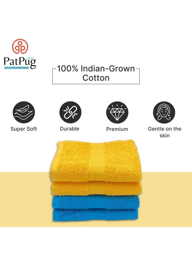 Patpug 100% Indian Ultra Soft Cotton 4 Piece Hand Towel Set, 500 GSM for Gym, Workout, Yoga, Wash Basin (Turqoise Blue and Sunrise Yellow) - Image 5