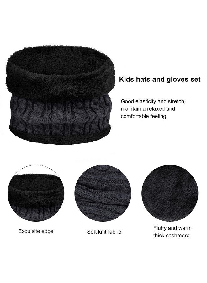 YSense 3 Pcs Boys Girls Winter Beanie Casual Style Hat Scarf Gloves Set Thick Knitted Warm Toddler Winter Hat Mittens Neck Warmer For Kids, Large, Grey - Image 3