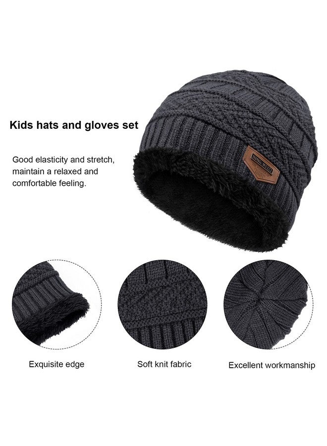 YSense 3 Pcs Boys Girls Winter Beanie Casual Style Hat Scarf Gloves Set Thick Knitted Warm Toddler Winter Hat Mittens Neck Warmer For Kids, Large, Grey - Image 2