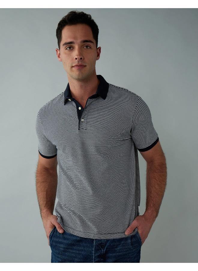 American Eagle AE Flex Pique Striped Polo Shirt - Image 1