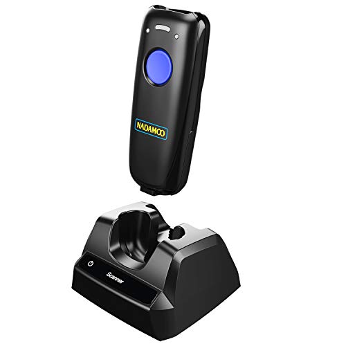 NADAMOO 1D Wireless Barcode Scanner Compatible with Bluetooth, with Charging Dock, Portable USB Bar Code Scanner for Inventory, 2.4G Wireless & Wired Barcode Reader for Tablet iPhone iPad Android iOS - Image 1