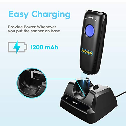 NADAMOO 1D Wireless Barcode Scanner Compatible with Bluetooth, with Charging Dock, Portable USB Bar Code Scanner for Inventory, 2.4G Wireless & Wired Barcode Reader for Tablet iPhone iPad Android iOS - Image 4