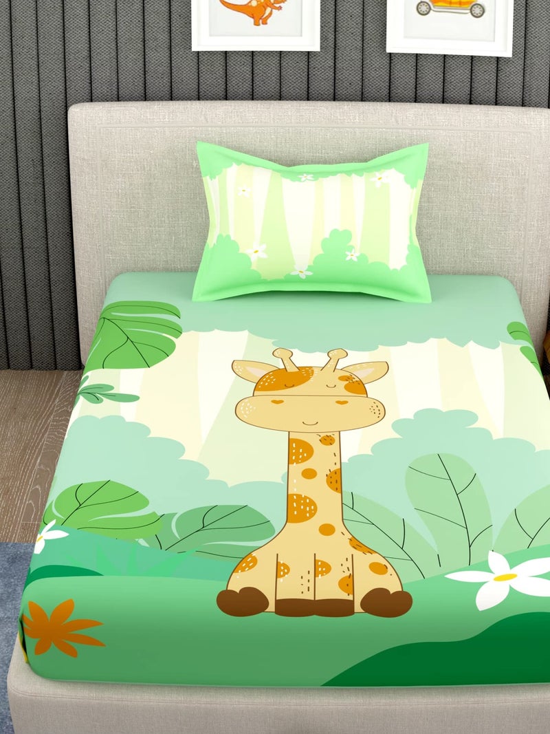 EVER HOME bedsheet for Kids Single Cartoon Bed Sheets for Kids Made with Pure Cotton (Size 60X90 Inches) 1 Bedsheet + 1 Pillow Cover (Green2) - Image 2