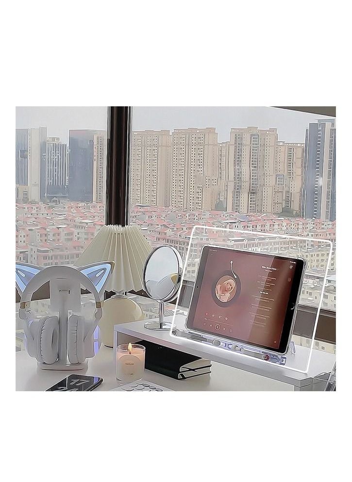 Generic - Acrylic Ipad Tablet Reading Stand Holder Korean Desk Transparent Adjustable Folding Ipad Security Display Stand Tablet Holder - Image 1