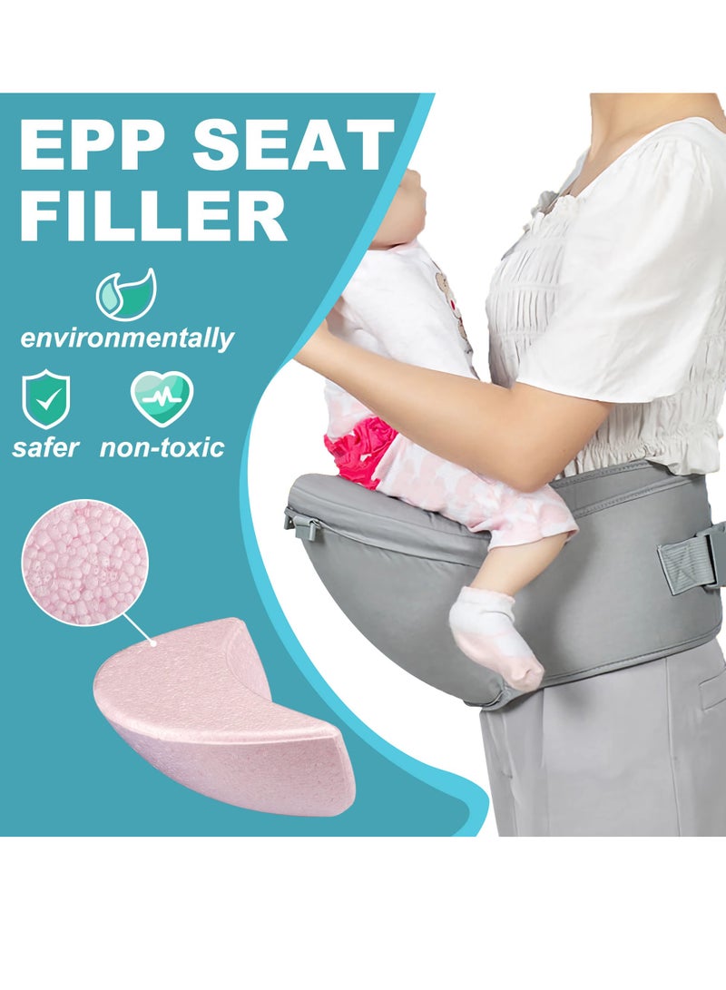 Grey Multifunctional 3-in-1 Baby Carrier with Waist Stool & Hip Seat - Ergonomic Design for Newborn to Toddler, Made of 100% Premium Cotton for All-Season Comfort, Adjustable for Parents, Suitable Babies Aged 0-36 Months - Image 3