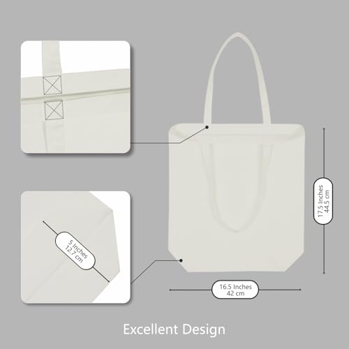 TOPDesign 2 | 6 | 12 Pack Super Strong Large 17.5"x16.5"x5" 10oz Cotton Canvas Tote, Reusable Grocery Shopping Bag, Blank Natural Bags for Crafts, DIY Your Creative Designs (Pack of 2) - Image 5