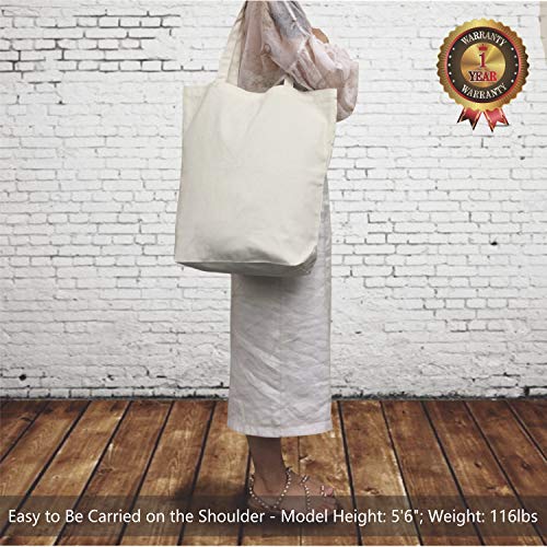 TOPDesign 2 | 6 | 12 Pack Super Strong Large 17.5"x16.5"x5" 10oz Cotton Canvas Tote, Reusable Grocery Shopping Bag, Blank Natural Bags for Crafts, DIY Your Creative Designs (Pack of 2) - Image 2