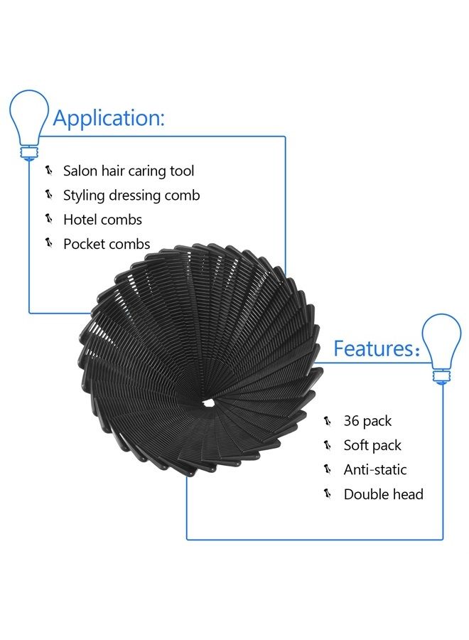 Hestya Hair Comb Pocket Size Unbreakable Plastic Hairdressing Styling Combs for Salon or Hotel Hair Care, Black(36 Pack 17.5 cm) - Image 3