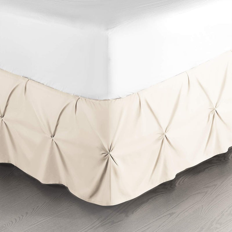Nestl Beige Cream Bed Skirt Full Size Pinch Pleat Full Bed Skirt 14 Inch Drop Full Bedskirt Hotel Quality Beige Cream Bed Skirts Microfiber Bedskirt for Full Bed Beige Cream Full Bed Skirt