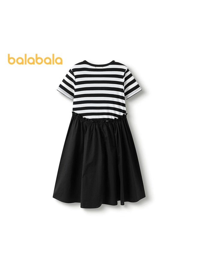Balabala Girls' Dress Children's Dress Summer Clothing Medium And Large Children's Fake Two-piece Sweet Fashion 208225111012 - Image 1