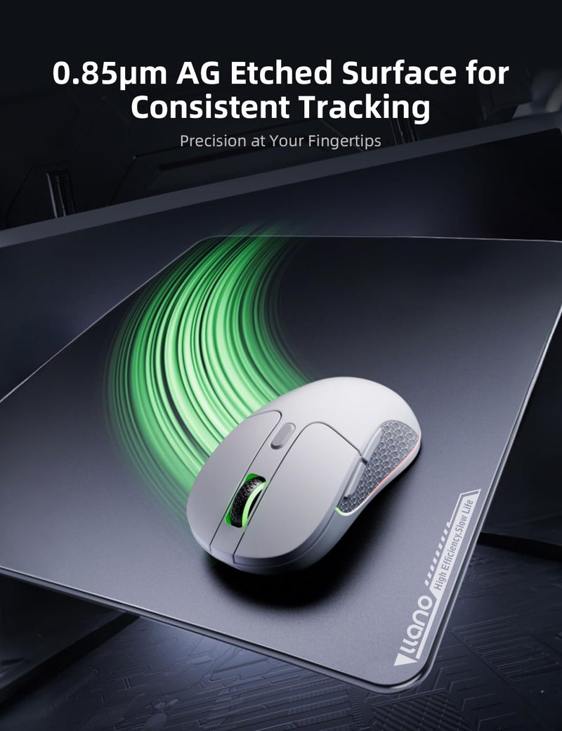 llano MP001 Tempered Glass Gaming Mousepad for FPS Gamers, 13.8"x11.8" Mouse Mat, Ultra-Smooth 0.85Î¼m Micro-Etched Surface, 3mm Thick, Non-Slip Base, Compatible with Viper/G502, Large 350mm *300mm - Image 2