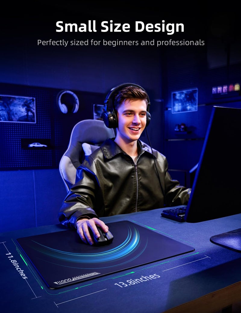 llano MP001 Tempered Glass Gaming Mousepad for FPS Gamers, 13.8"x11.8" Mouse Mat, Ultra-Smooth 0.85Î¼m Micro-Etched Surface, 3mm Thick, Non-Slip Base, Compatible with Viper/G502, Large 350mm *300mm - Image 4