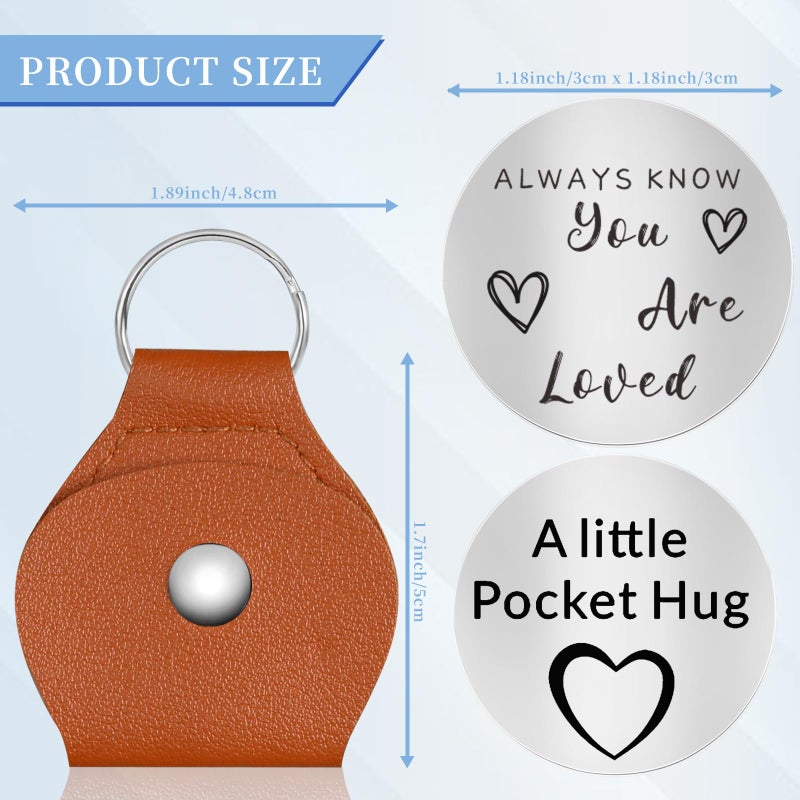 Chambom Pocket Hug Token - Long Distance Relationship Keepsake, Inspirational Gifts Friends Gifts Graduation Gift Christmas Gift Valentine's Day Gifts with Keychain, Double-sided Stainless Steel - Image 3