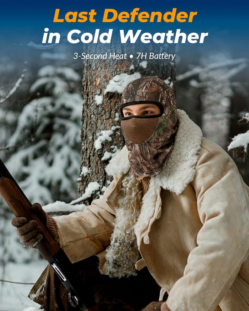 PEONYRISE Men Women Heated Balaclava Gear Fishing Hunting Ice Pesca Motorcycle Snowboarding Motocross Motos Climbing Ski Hiking Biking Bicicletas Winter Outdoor Cold Weather Accesorios Camo Accessories Running - Image 2