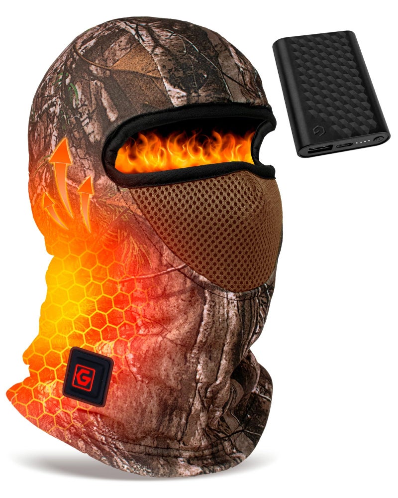 PEONYRISE Men Women Heated Balaclava Gear Fishing Hunting Ice Pesca Motorcycle Snowboarding Motocross Motos Climbing Ski Hiking Biking Bicicletas Winter Outdoor Cold Weather Accesorios Camo Accessories Running - Image 1