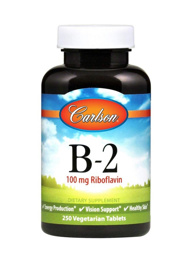 Carlson كارلسون - ب-2، 100 ملغ ريبوفلافين، دعم إنتاج الطاقة، دعم الرؤية والبشرة الصحية، 250 قرص نباتي - Image 1
