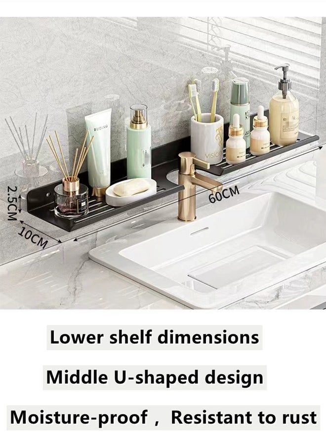 Kutis 2-Piece Bathroom Organizer/Bathroom Shelf/Bathroom Storage Rack Black 60 x 10 x 2.5 Centimeter  - Image 4