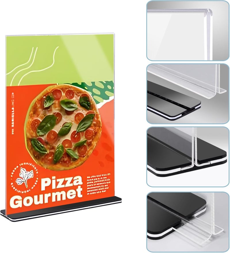 TPGP Gipizi A5 Acrylic Table Stand - T Shape Double-Sided Sign Holder with Black Base - Image 2