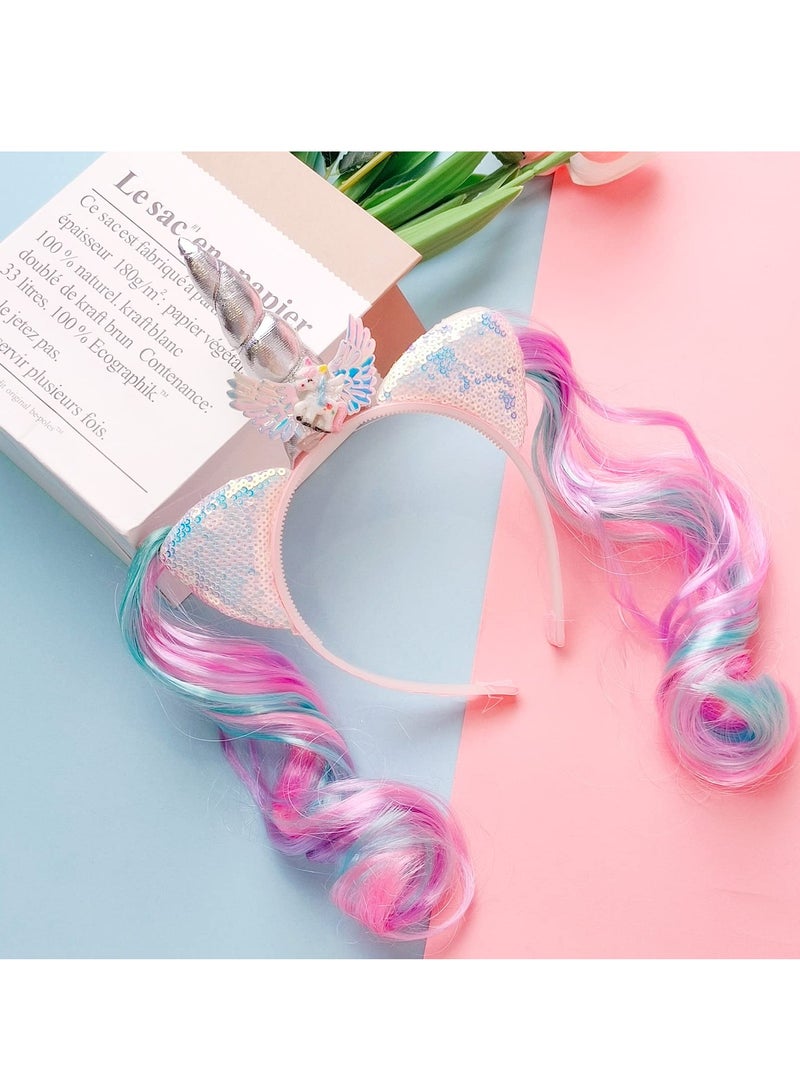 Loquat Unicorn Headband And Glitter Face Jewels Stickers for Unicorn Party Supplies Flowers Cat Ear Head Bands Headpiece - Image 4