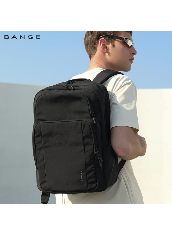 BANGE Travel Waterproof Soft Lightweight Student Casual Bag Men Laptop Backpack 7839 Black - Image 2