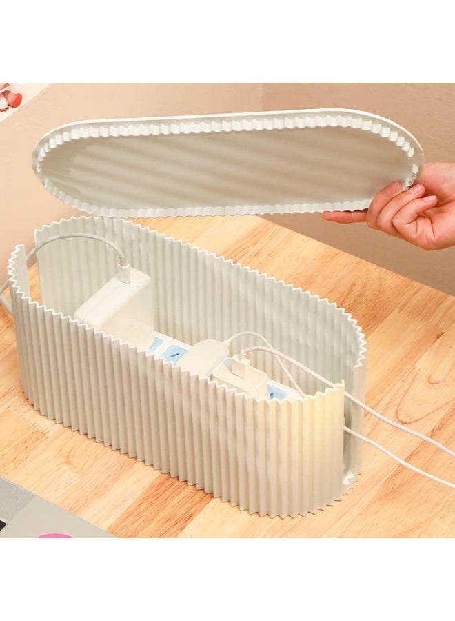 Cable Organizer Box, Wire Box Socket Storage Box with Cover, Strip Shaped Cable Organizer for Hiding Cables and Power Cables, Insulated Connection for Home Office - Image 3