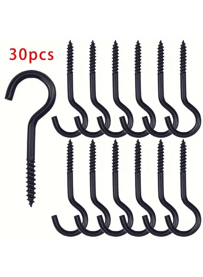 30 قطعة خطاف برغي ذاتي التثبيت أسود ثقيل الصلب مقاوم للصدأ للاستخدام الداخلي والخارجي - Image 1