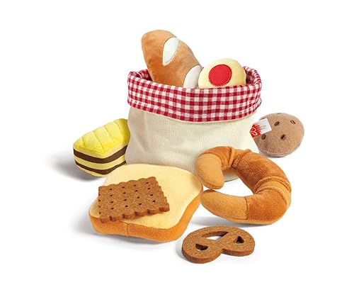 Hape Toddler Bread Basket Soft Pretend Food Playset for Kids Bread Toy Basket Includes Toast Jam Cookie Cake Soda Biscuit and More - Image 1