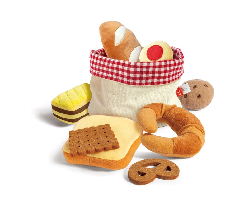 Hape Toddler Bread Basket Soft Pretend Food Playset for Kids Bread Toy Basket Includes Toast Jam Cookie Cake Soda Biscuit and More - Image 2