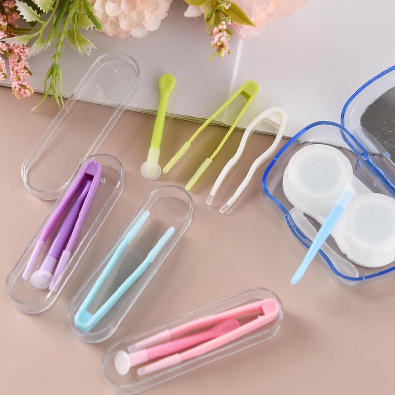 RupeeRise 2 Pcs Lens Applicator Tool Set, Contact Lens Tools with Tweezers and Suction Stick, Eye Lens Care Kit for Daily Use and Travel, Compact and Portable Tool Box, Green and Purple - Image 5