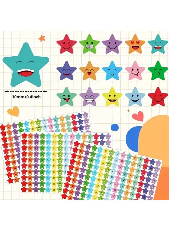 Smile Model 1500 Self Adhesive Cartoon Reward Encouragement Stickers with Five Star Sealing Labels 10 Sheets - Image 2