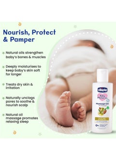 Chicco Baby Moments Massage Oil, Olive And Almond Oil, 300Ml | Non-Sticky Formula | Natural Ingredients For Moisturised Skin, Nourished Hair & Scalp | Parabens & Phenoxyethanol Free  - Image 2