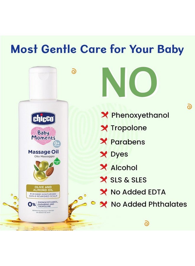 Chicco Baby Moments Massage Oil, Olive And Almond Oil, 300Ml | Non-Sticky Formula | Natural Ingredients For Moisturised Skin, Nourished Hair & Scalp | Parabens & Phenoxyethanol Free  - Image 4