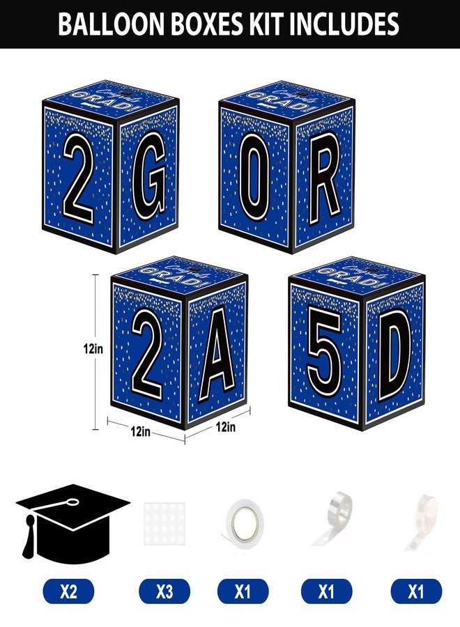 Labrostar Graduation Decorations Class of 2025 Graduation Party Decorations Set of 4 Graduation Boxes with 144pcs Balloons Arch Garland Kit Party Supplies for Any Grades Blue - Image 3