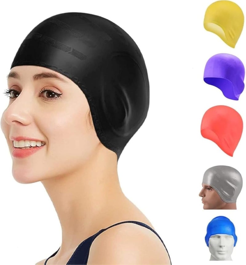 Silicone Adjustable Swimming Cap Contain Velcro Designed With Simple Shaped Practical For Adults - Red