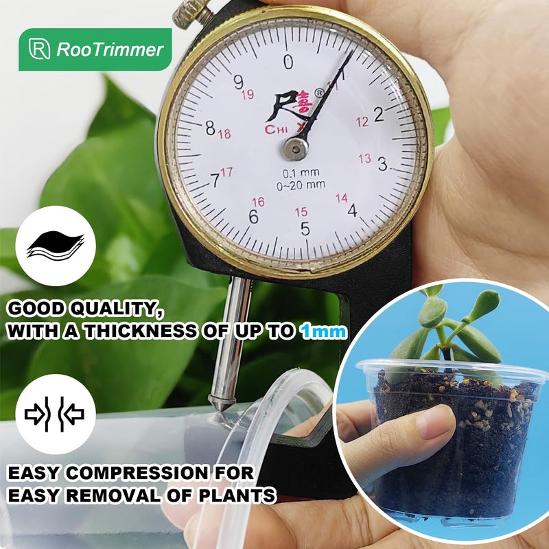RooTrimmer 100 Pack 2.8 Inches Clear Plant Pots with Drainage Holes, Transparent Seeding Nursey pots, Round Plastic pots for Seeds Starter, Seeds Germination - Image 4