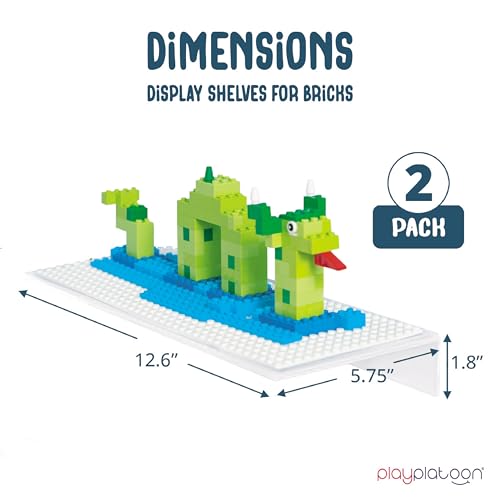 Play Platoon Building Brick Display Shelves 2 Pack Minifigure Display Case Shelf 12x5 Inch Acrylic Wall Mount Shelf for Wall Compatible with Lego Megablox and Other Major Brands White - Image 5