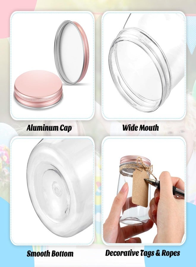 Nitial 50 Pack 5 oz Plastic Jars with Lids Bulk Yogurt Containers with Lids Gift Jars with DIY Craft Twine and Labels Gifts for Birthday Wedding Halloween Christmas Party Favor(Rose Gold,Aluminum Lid) - Image 3