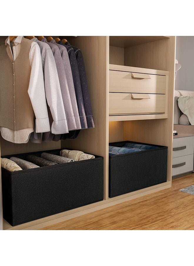 HOUSE OF QUIRK House of Quirk Set of 3 Wardrobe Clothes Organizer for Folded Clothes with Handle, Closet Drawer Organizers for Jeans Pants T-shirt Sweater Kids Clothes (6+7+9 Grids, Black, Fabric)  - Image 2