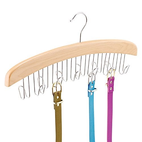 Mayatra's Wooden Multipurpose 12 Belt/Tie/Scarf Hanger (Light Brown) - Image 1