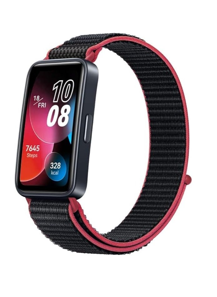 Nylon Watch Band for Huawei Band 10 Adjustable Replacement Sport Watch Band Compatible with Sports Nylon Strap   red black