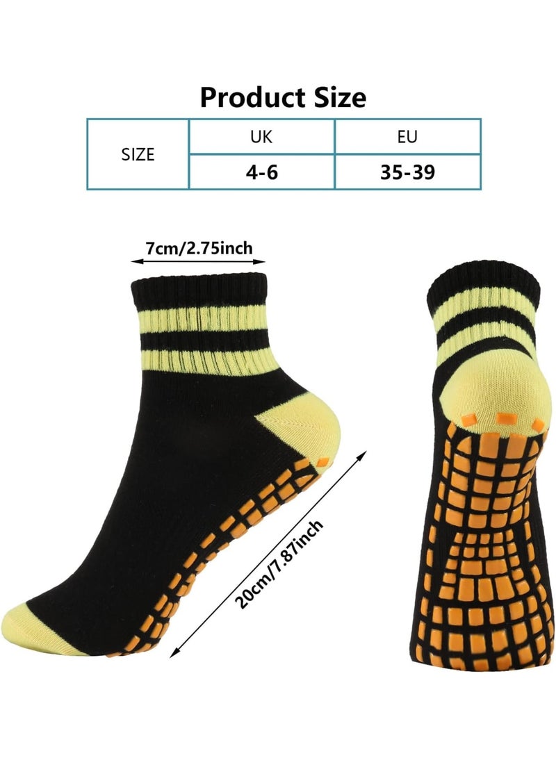 SOLARAE 5 Pairs Non Slip Yoga Socks for Women, Grips Socks, Anti Slip Skid Socks Grip Socks, Cotton Slipper Socks, Pilates Socks, Non Slip Grip Socks for Yoga, Ballet Barre, Pilates, Workout Sports - Image 2
